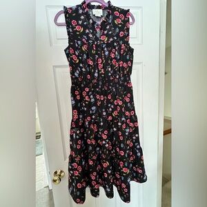 Kate Spade Black Floral Black Dress Size L